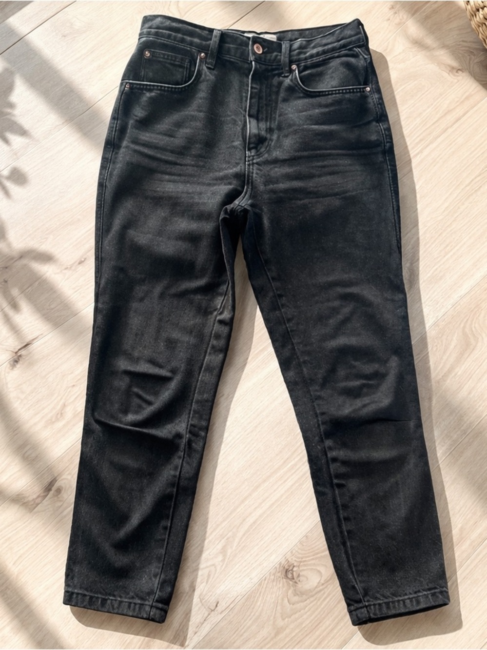 Free People We The Free Black Wash Jeans High Rise Slim Straight 27